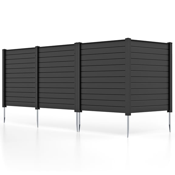 Topbuy 2PCS Air Conditioner Fence, Decorative Trash Can Enclosure with Stakes 48”L x 37.5”H Pool Equipment Fence Screen Black