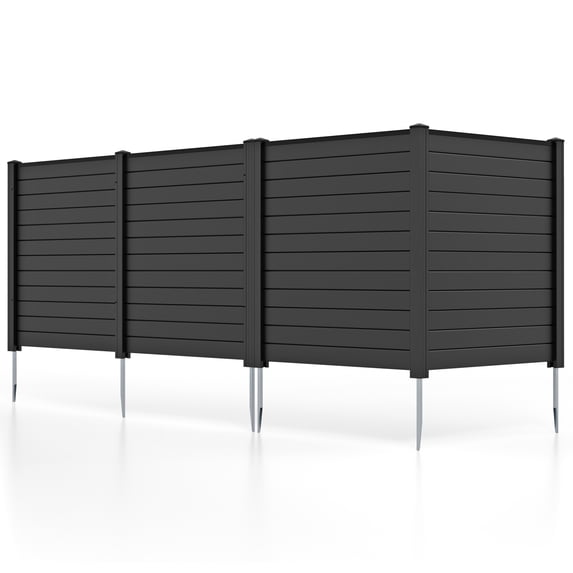 Topbuy 2PCS Air Conditioner Fence, Decorative Trash Can Enclosure with Stakes 48”L x 37.5”H Pool Equipment Fence Screen Black