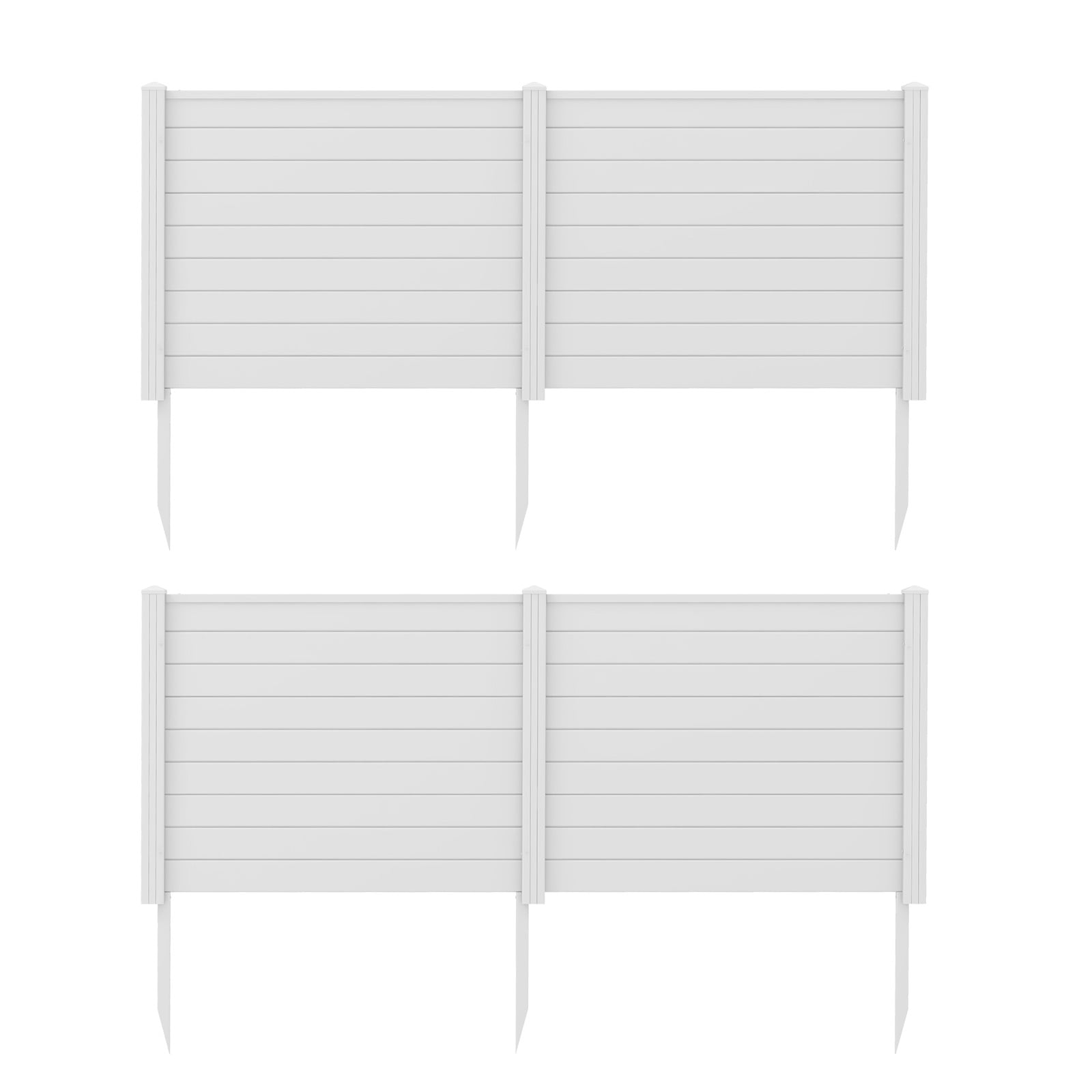 White PVC Outdoor Privacy Fence Panels with Stakes, 48"L x 37.5"H, 2-Piece Set