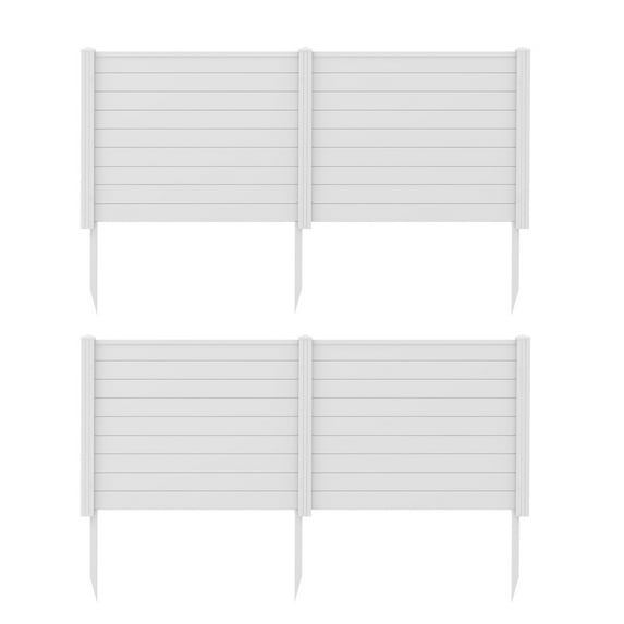 Topbuy 2PCS Air Conditioner Fence, Decorative Trash Can Enclosure with Stakes 48”L x 37.5”H Pool Equipment Fence Screen White