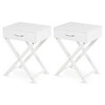 thumbnail image 1 of Topbuy 2PCS Modern Versatile Nightstand X-shape Wooden End Table with Drawer Accent Side Table for Bedroom White, 1 of 10