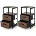 thumbnail image 1 of Topbuy 2PCS Nightstand with 2 Drawers Retro Bedside Table with Storage Sofa Side End Table with Removable Fabric Drawers, 1 of 9