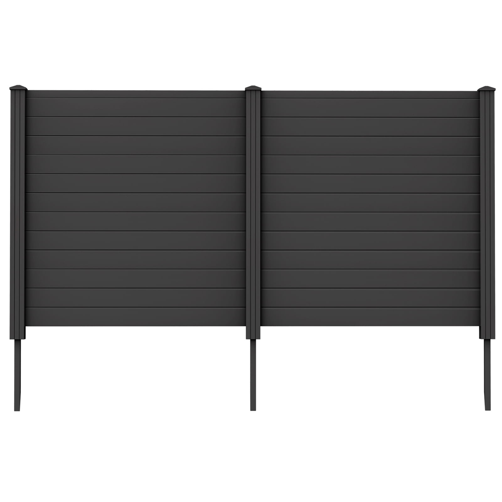 Topbuy 2PCS Outdoor Privacy Fence Panel 2 Picket PVC Decorative Fence w/3 Cuspidal Stakes Trash Enclosure & Freestanding Fence for Garden Black