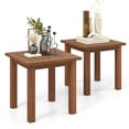 thumbnail image 1 of Topbuy 2PCS Patio Hardwood End Table Square Side Table with Slatted Tabletop Small Coffee Bistro Table Indoor Outdoor Side Table, 1 of 9