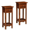thumbnail image 1 of Topbuy 2PCS Wooden End Table Nightstand w/Storage Shelf and Drawer for Livng room Rustic Brown, 1 of 9