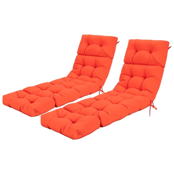 Topbuy 2Pcs Lounge Chair Cushion 73 x 22 Inch High Back Recliner Cushion with 4 Fixing Ties Orange