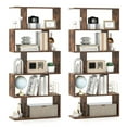 thumbnail image 1 of Topbuy 2pcs 5-Tier Geometric Bookshelf Wooden Decorative Display Shelf w/Large Capacity Freestanding S-shaped Bookcase Rustic Brown, 1 of 6
