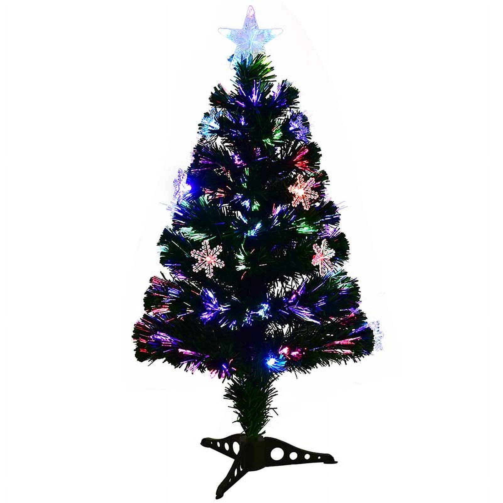 Topbuy 3'Artificial Christmas Tree Pre-Lit LED and Fiber Optic w/ Snowflakes