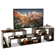 Topbuy 3 PCS Adjustable TV Stand Minimalist Entertainment Center for 43 55 60 65 Inch TV Media Console Table Rustic Brown