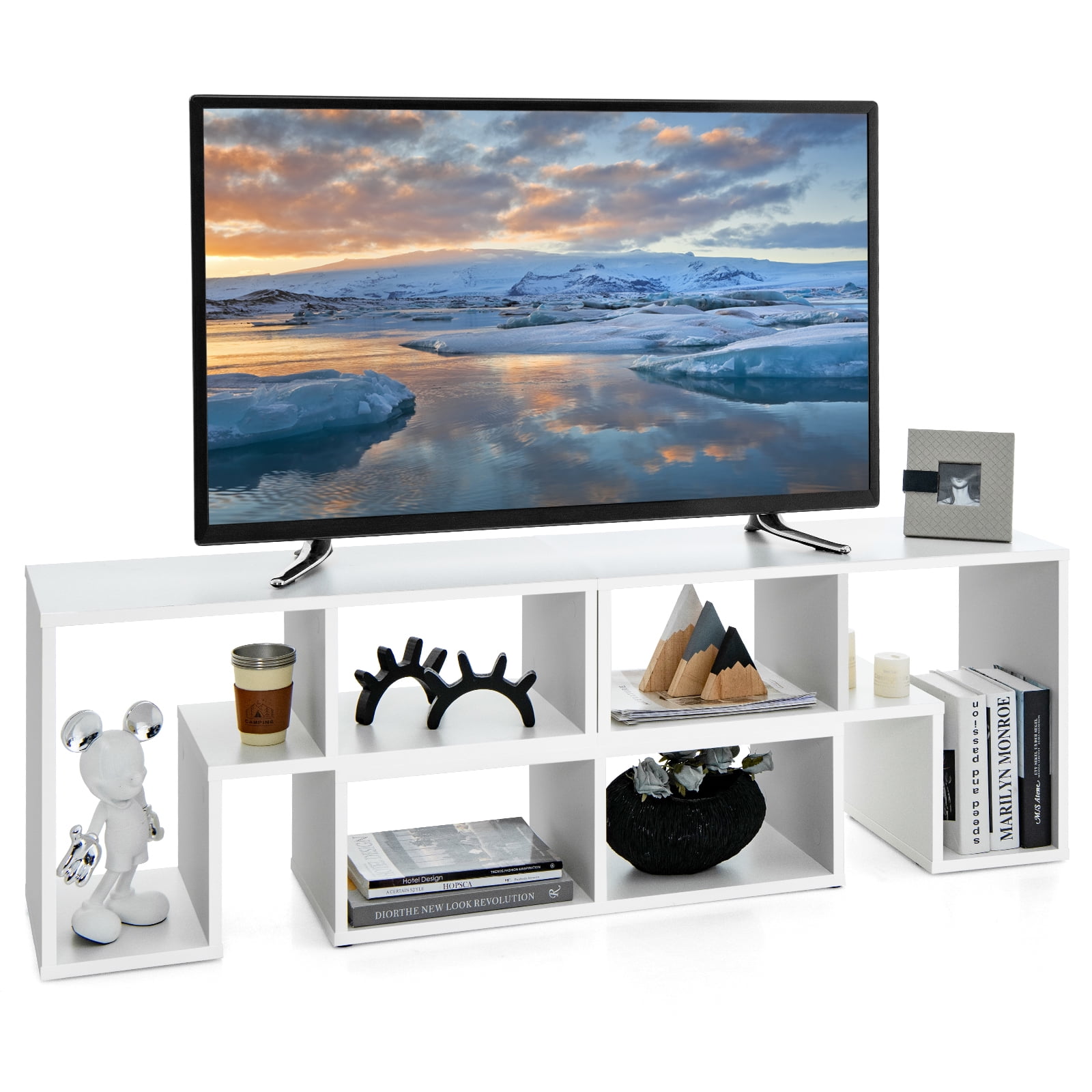 Topbuy 3 PCS Adjustable TV Stand Minimalist Entertainment Center for 43