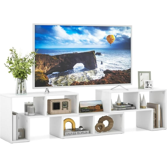 Topbuy 3 PCS Adjustable TV Stand Minimalist Entertainment Center for 43 55 60 65 Inch TV Media Table White