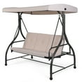 thumbnail image 1 of Topbuy 3 Person Porch Swing Hammock Bench Chair Outdoor with Canopy Beige, 1 of 8