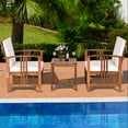 thumbnail image 1 of Patiojoy 3-Piece Outdoor Acacia Wood Sectional Conversation Sofa Set with White Cushions, 1 of 10