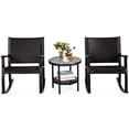 thumbnail image 1 of Topbuy 3-Piece Wicker Rocking Bistro Set Outdoor Conversation Set with Coffee Table, 1 of 7