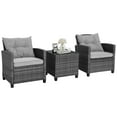 thumbnail image 1 of Topbuy 3 Pieces Outdoor Furniture Set Patio PE Rattan Conversation Set with Removable Cushions PE Wicker Sofas with Tempered Glass Side Table, 1 of 10