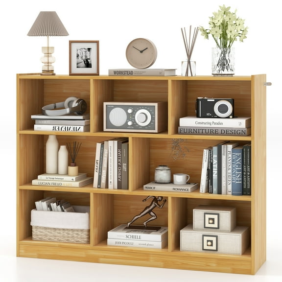 Topbuy 3 Tier Anti-Toppling Devices Modern 8 Cube Bookcase, Engineered Wood, 48"x 12.5" x 36.5"