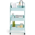 thumbnail image 1 of Topbuy 3-Tier Metal Rolling Utility Storage Cart Service Trolley Cart with Lockable Wheels Blue, 1 of 5