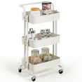 thumbnail image 1 of Topbuy 3-Tier Metal Rolling Utility Storage Cart Service Trolley Cart with Lockable Wheels White, 1 of 5
