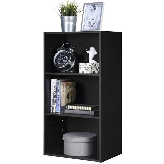 Topbuy 3-Tier Storage Cabinet Multi-functional Display Open shelf Bookcase MDF Black