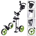 thumbnail image 1 of Patiojoy 3-Wheel Foldable Push Pull Club Trolley Golf Cart With Seat Scoreboard Bag Green, 1 of 6