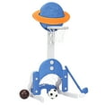 thumbnail image 1 of Topbuy 3-in-1 Basketball Hoop Set Stand Toddler Basketball Hoop Game Set Blue, 1 of 5