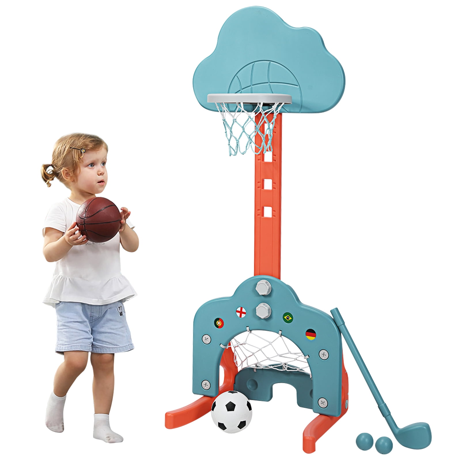 Topbuy 3in1 Basketball Hoop Set Stand Toddler Basketball Hoop Game