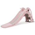 thumbnail image 1 of Topbuy 3-in-1 Kids Dolphin Slide Baby Play Climber Slide Set with Basketball Hoop Pink, 1 of 5