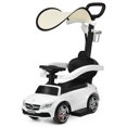 thumbnail image 1 of Topbuy 3 in 1 Ride On Push Car Mercedes Benz For Toddlers Stroller Sliding Walking Car With Sun Canopy White, 1 of 8