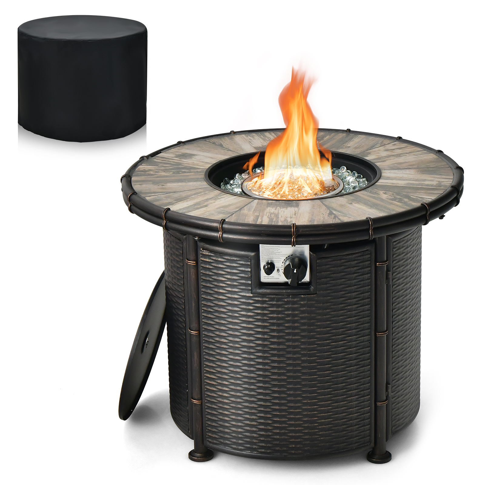 Topbuy 32 Inch Outdoor Fire Pit Table 30,000 BTU Round Metal Fire Table