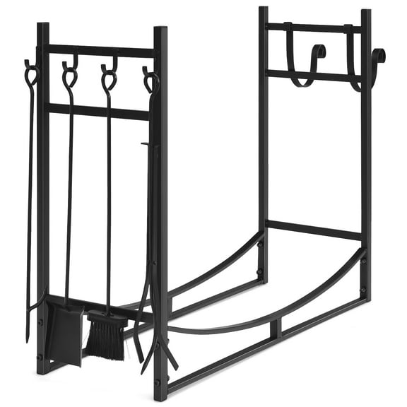Topbuy 36 Firewood Rack with Tool Set 36 Fireplace Log Holder for Indoor&Outdoor Wood Stacker Lumbar Storage Organizer