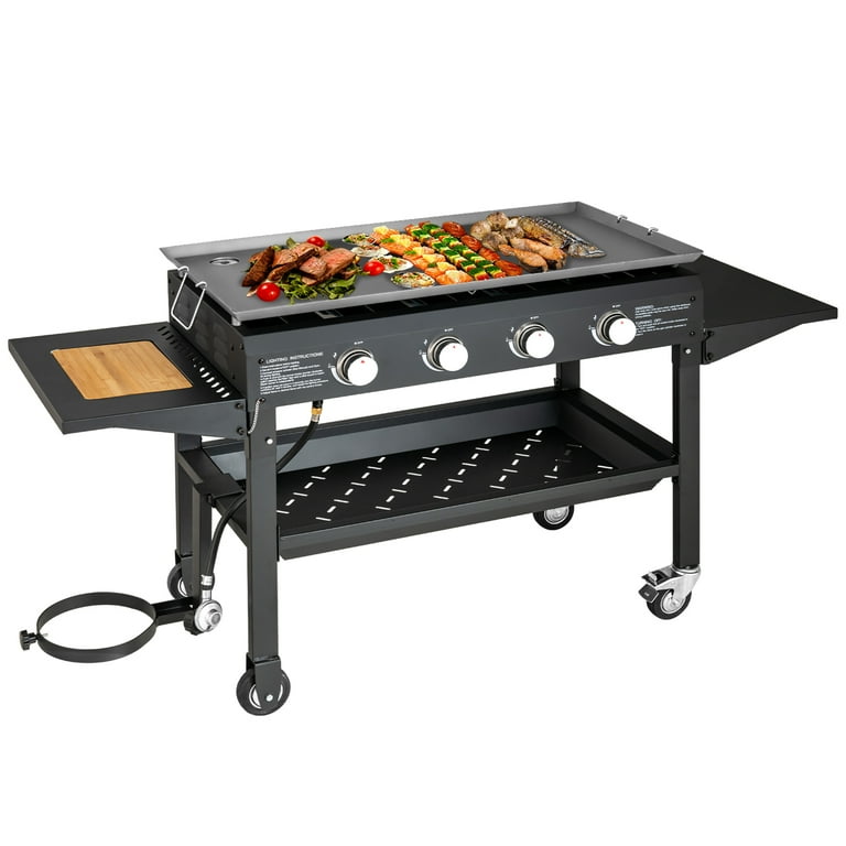  PIT BOSS PB757GS Cast Iron Gas Griddle, 4 Burner Standard,  Black : Patio, Lawn & Garden