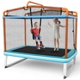 thumbnail image 1 of Topbuy 3in1 Kids Trampoline with Swing and Horizontal Bar, Orange, 75" x 49" x 68", 1 of 9