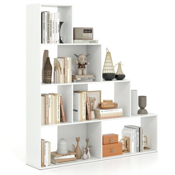 Topbuy 4-Layer Corner Storage Rack Freestanding Display Bookshelf White