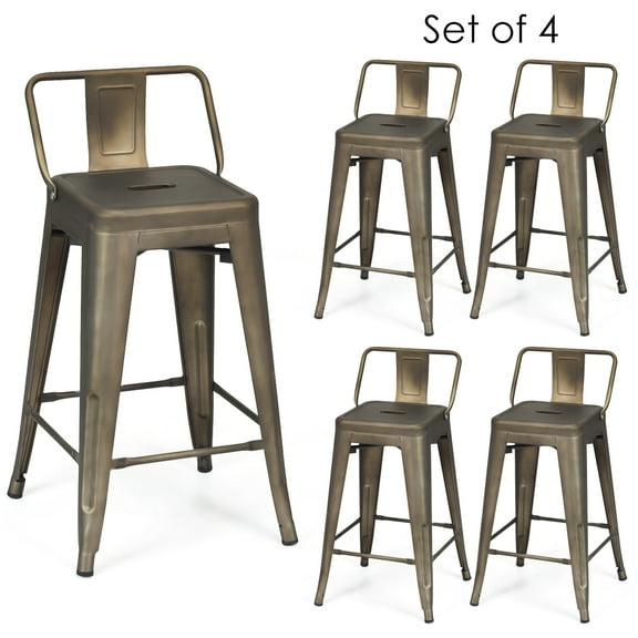 Topbuy 4 PCS Metal Bar Stools 24" Industrial Height Chair Gunmetal