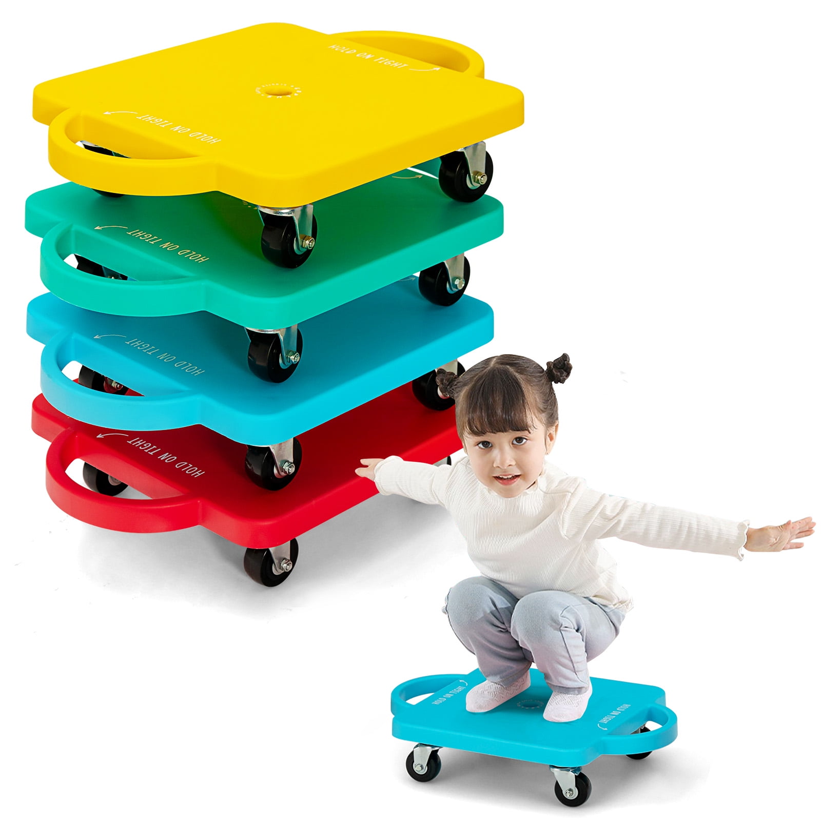 Topbuy 4Pack Floor Scooter Kids Sitting Scooter Board with Safety