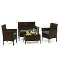 thumbnail image 1 of Topbuy 4 Piece Patio Rattan Conversation Set Outdoor Wicker Furniture Set w/ Chair Loveseat & Tempered Glass Table Gray, 1 of 10