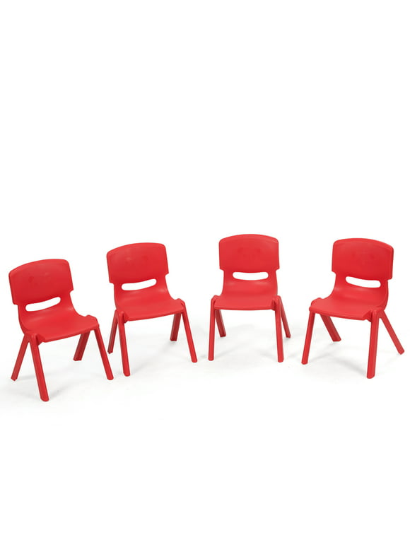 Topbuy 4-Piece Plastic Kids Chair Modern Stackable Learning Chairs Red
