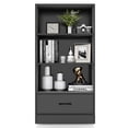 thumbnail image 1 of Topbuy 4-Tier Bookcase w/Storage Drawer Modern Storage Shelf w/3-Tier Open Shelf Freestanding Display Shelf Grey, 1 of 8