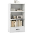 thumbnail image 1 of Topbuy 4-Tier Bookcase w/Storage Drawer Modern Storage Shelf w/3-Tier Open Shelf Freestanding Display Shelf White, 1 of 8