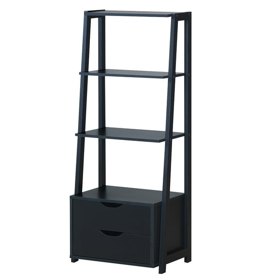 Topbuy 4-Tier Ladder Bookshelf Storage Display Bookcase with 2 Drawers