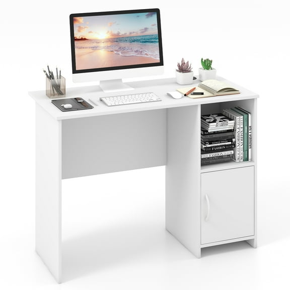 Topbuy 42 Home Office Desk Modern Computer Workstation with Open Compartment & Cabinet