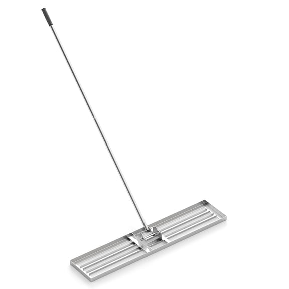 Topbuy 46" x 10" Large Lawn Leveling Rake Grass Dirt Surface Landscape Rake w/67" Handle Silver