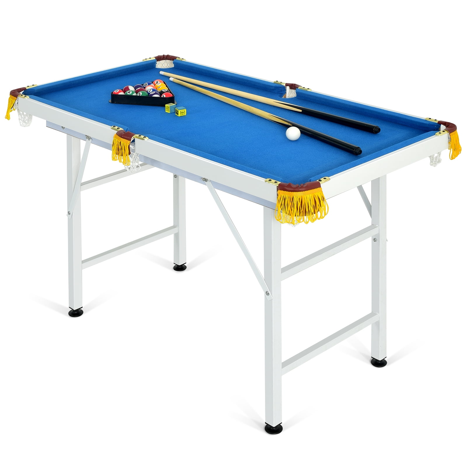 Topbuy 47'' Pool Table Set for Kids Foldable Billiard Table for Home and School Blue