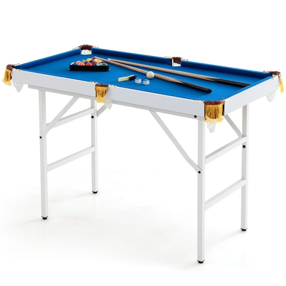 Topbuy 47'' Pool Table Set for Kids Foldable Billiard Table for Home and School Blue