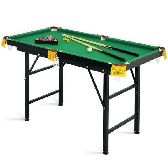 Topbuy 47'' Pool Table Set for Kids Foldable Billiard Table for Home and School Green