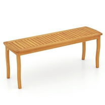 Topbuy 48" Long Acacia Wood Bench Outdoor Wooden Dining Bench w/ Breathable Slat Seat