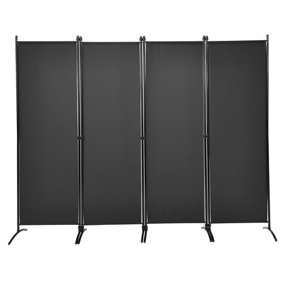 Patiojoy 5.6Ft Tall Folding Room Divider Freestanding 4-Panel Privacy Screen w/Iron Frame Black
