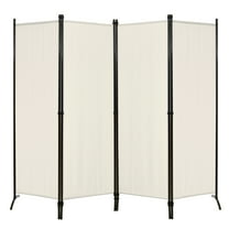 Patiojoy 5.6Ft Tall Folding Room Divider Freestanding 4-Panel Privacy Screen w/Iron Frame White