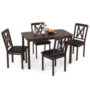 Topbuy 5-Piece Dining Table Set Modern Dinette Set for 4 w/Wide Tabletop & Rubber Wood Legs