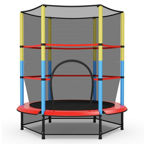 Topbuy 55 Mini Kids Jumping Exercise Recreational Trampolines with Enclosure Net for Kids Toy Birthday Gift